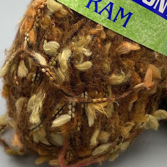 Harmony RAM Yarn 3 Skeins Brown Rust Eyelash Boucle Wool Acrylic Blend DK 100g - Picture 2 of 4